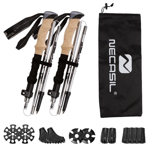 NACATIN Bâtons De Randonnée Pliables - Bâtons De Marche Pliables En Liege Ultralegers En Aluminium Avec Systeme De Verrouillage Rapide Antichoc Pour Trekking Randonnee Escalade Randonnee