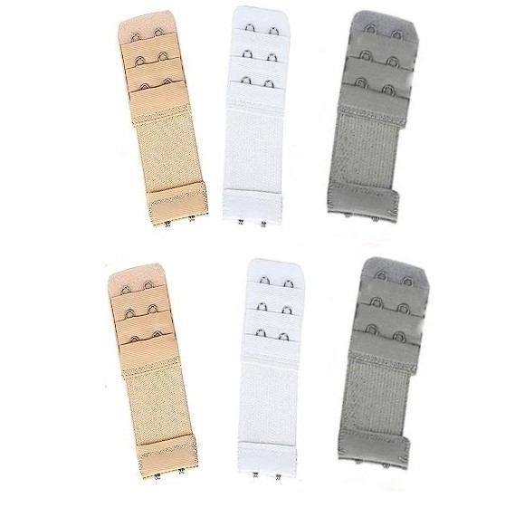 3 Pcs Rallonges De Soutien-Gorge Élastiques Pour Femmes 3 Crochets 2 Rangées En Différentes Couleurs (Noir & Blanc & Nude