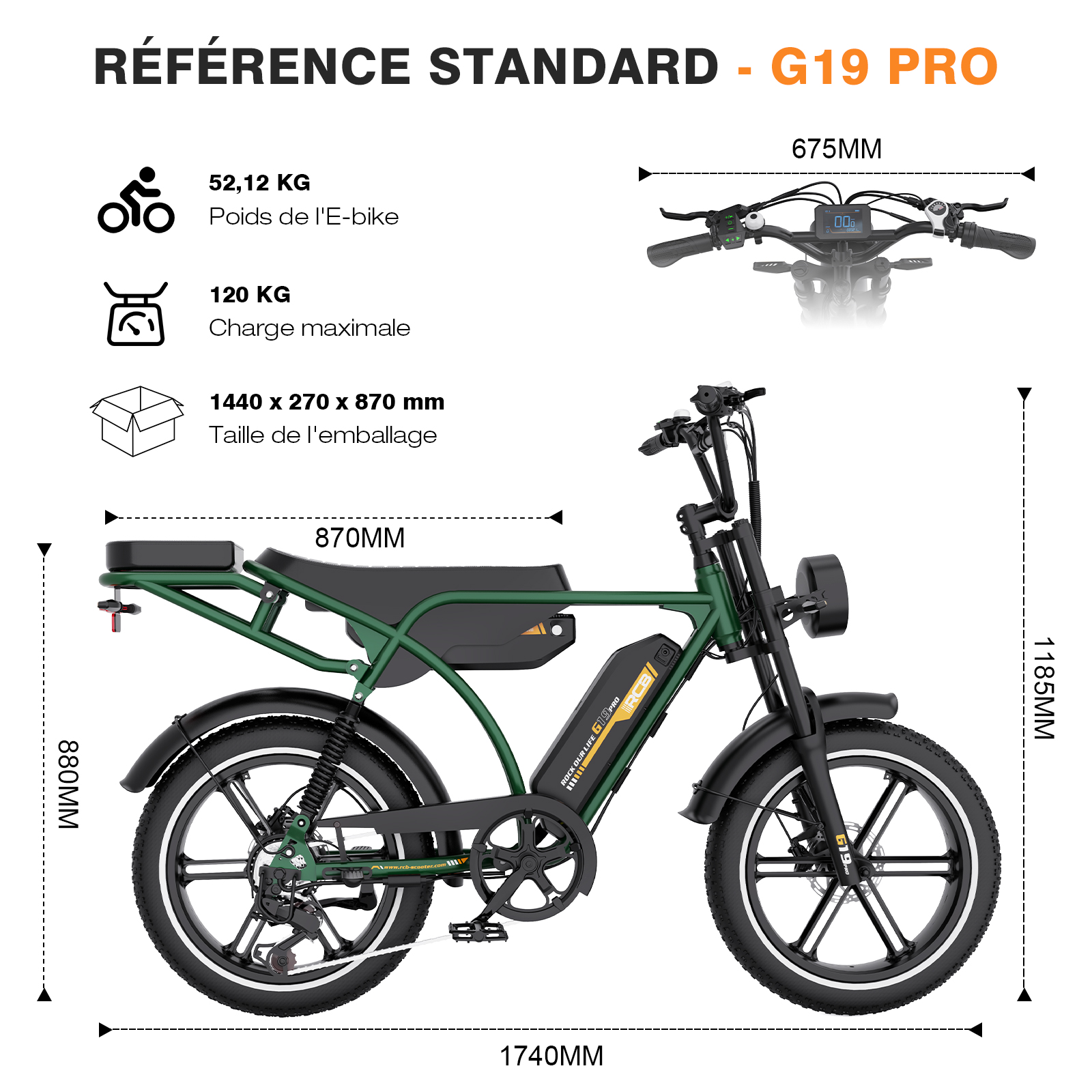 RCB G19 Vélo électrique pour Adultes,Batterie 48V/20.8AH,20 Velo Electrique urbains, Autonomie 60-90KM, 250W, Contrôle APP/NFC, Adapté à la Ville et à la Montagne