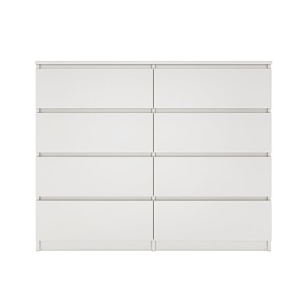 Commode 8 tiroirs 120cm, couleur: blanc mat, buffet salon, commode