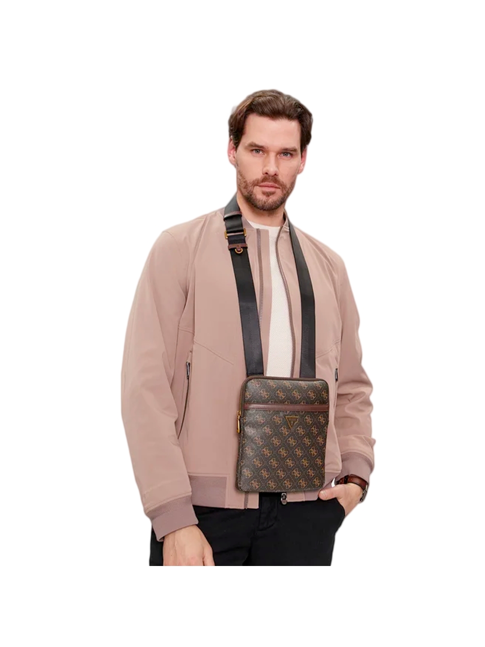 Sacoche Guess Torino Cuir PU Noir - Bandoulière Réglable 22x22cm | Pour Homme, Quotidien