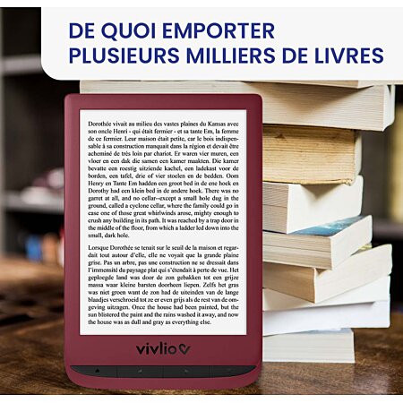 Liseuse ebook Vivlio Touch Lux 5 ultra légère 155g - 6” - Rouge au