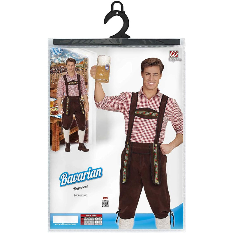 Costume Bavarois Homme 4 Pièces - Bretelles, Chemise, Chaussettes, Chapeau - Pour Oktoberfest, Halloween, Fêtes à Thème