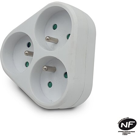 Fiche Multiprise 3 Prises latérales avec terre et interrupteur - Prises  multiples pour lampes - Accessoires pour lampes