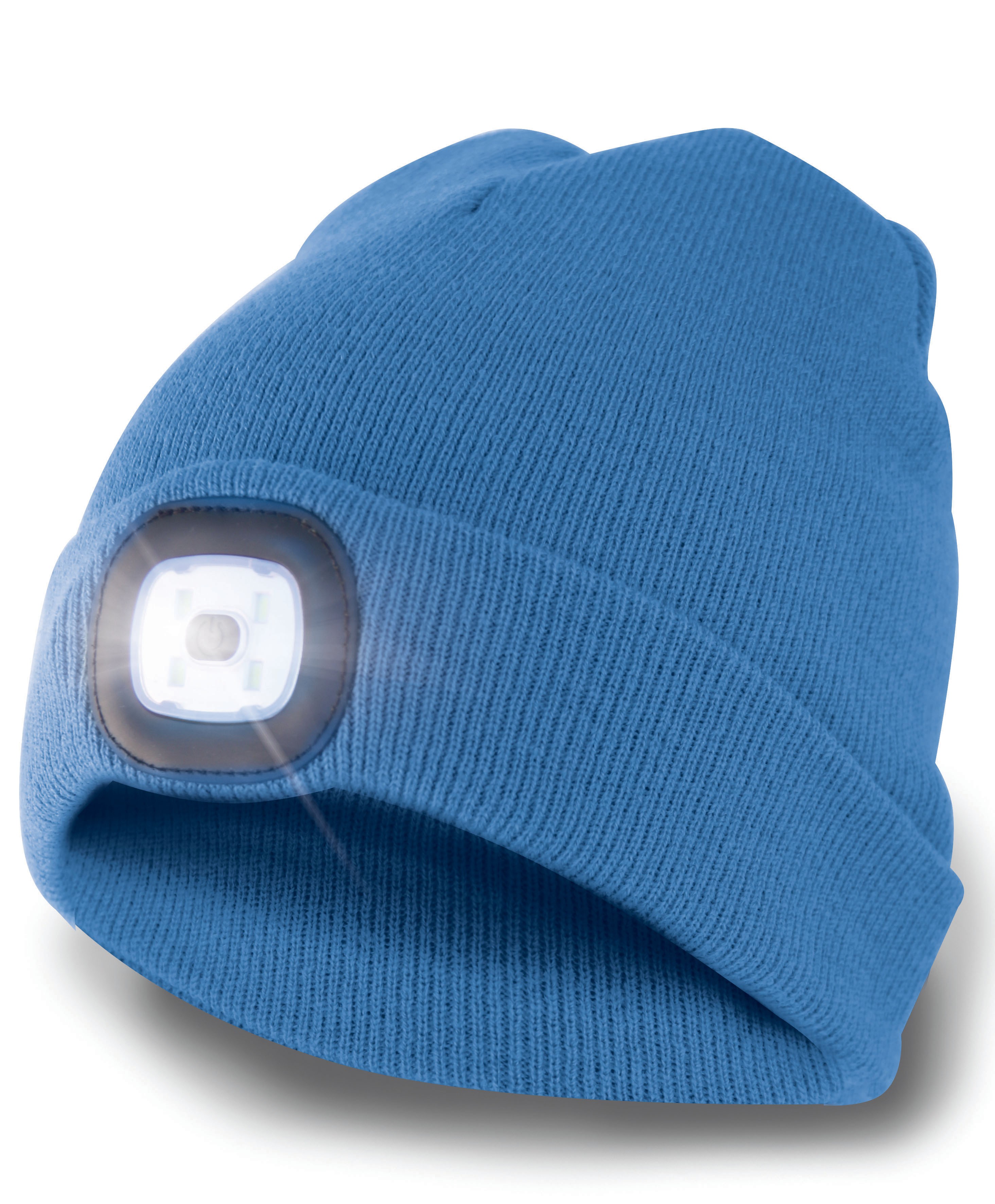 LIGHTHOUSE : Bonnet avec lumière frontale LED rechargeable. Bleu