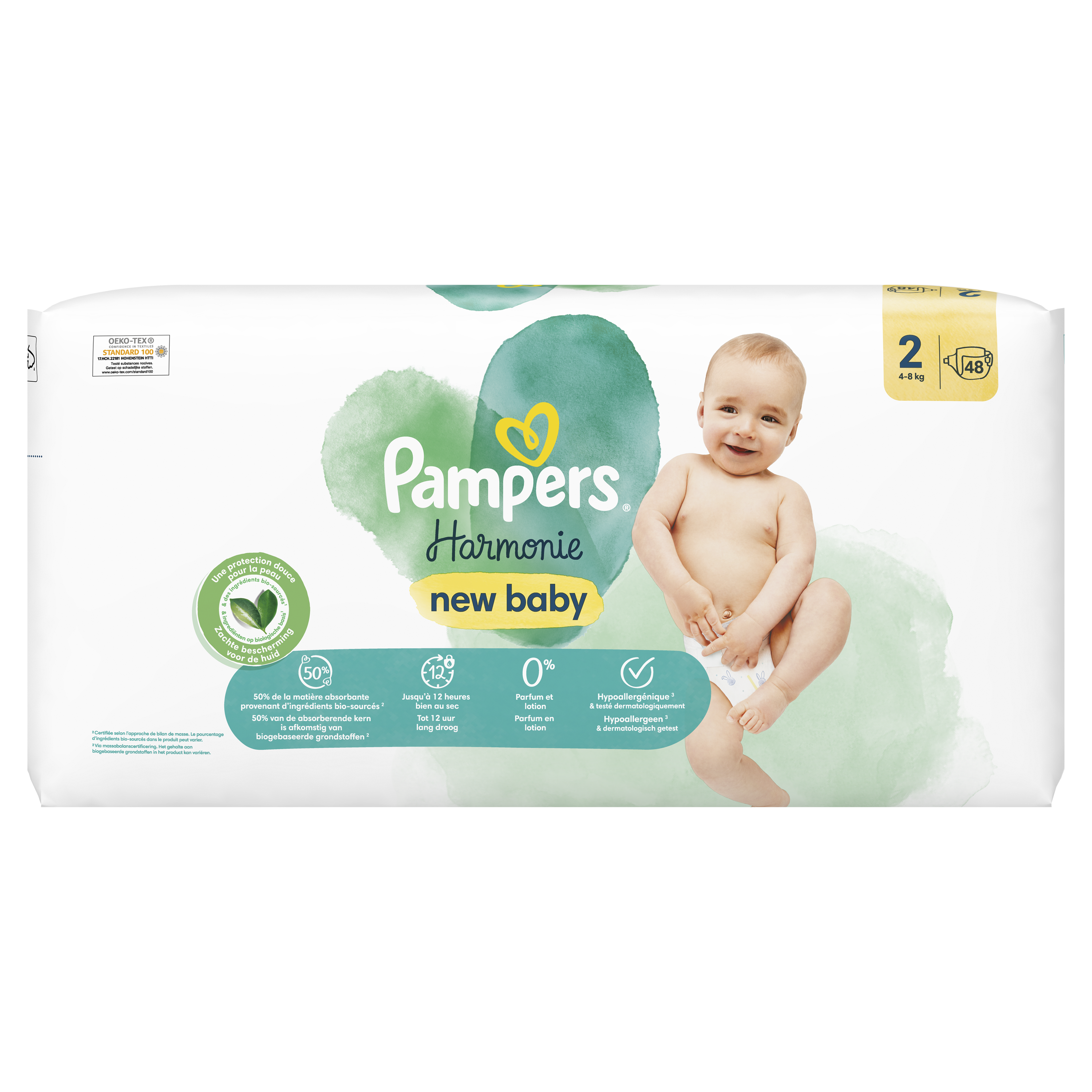 Pampers Harmonie Couches Taille 2, 48 Couches, 4Kg - 8Kg au