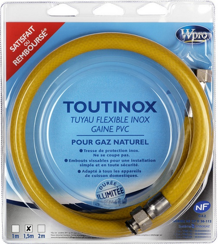 Tuyau flexible gaz butane propane 2m inox durée illimitée garantie