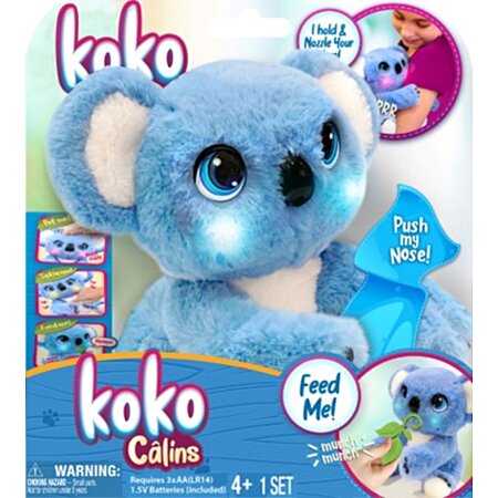 KOKO CALINS, Peluche Koala Interactive, avec + 50 réactions, 26 cm, Câlins,  Mouvements, Sons et lumières