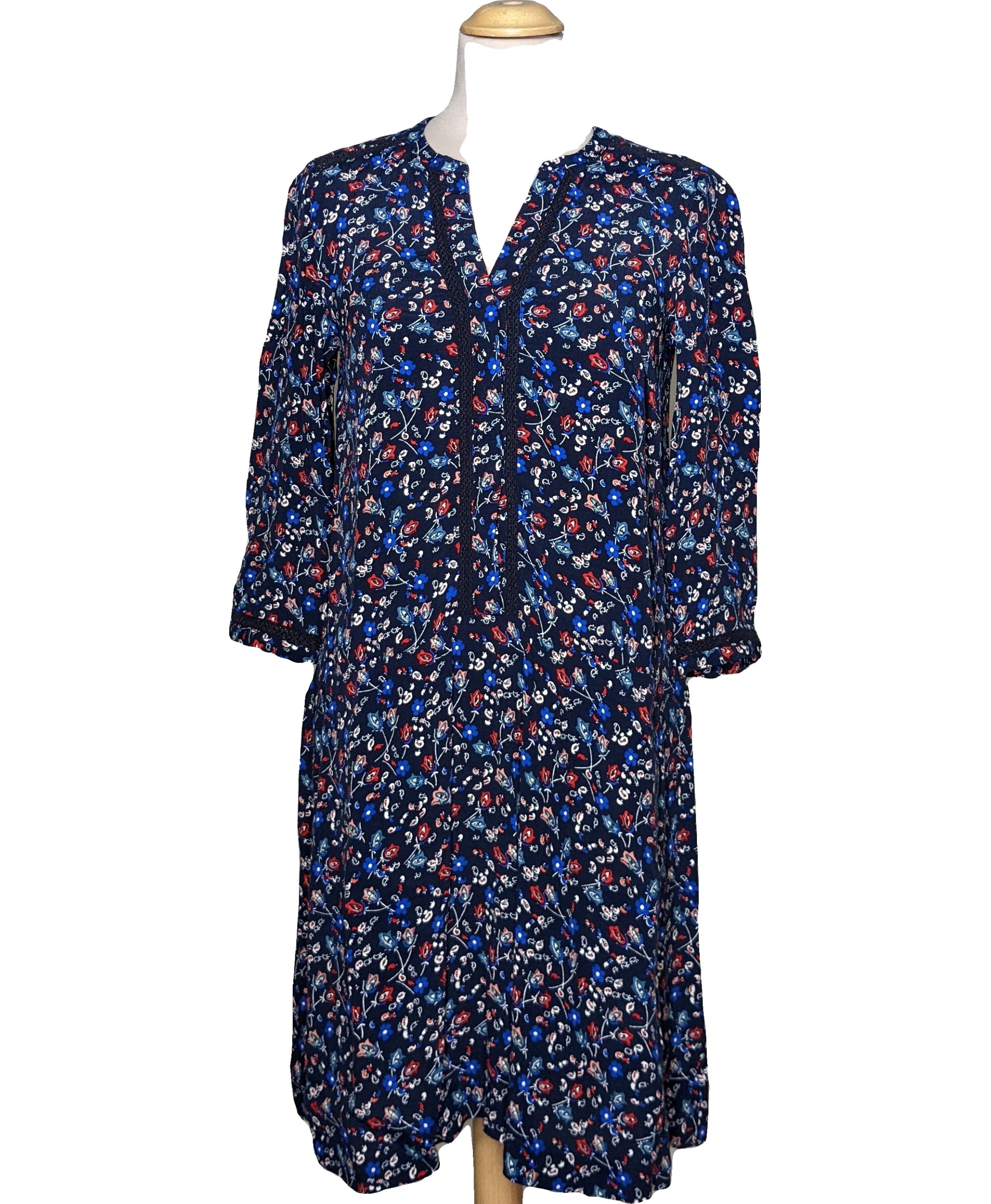 Robe Comptoir Des Cotonniers Taille M - Couleur Bordeaux Et Noir - Viscose/Laine - Occasion TB état