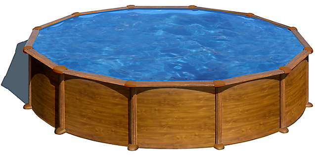 Piscine ronde acier 5,70m x 1,32m - Imitation bois