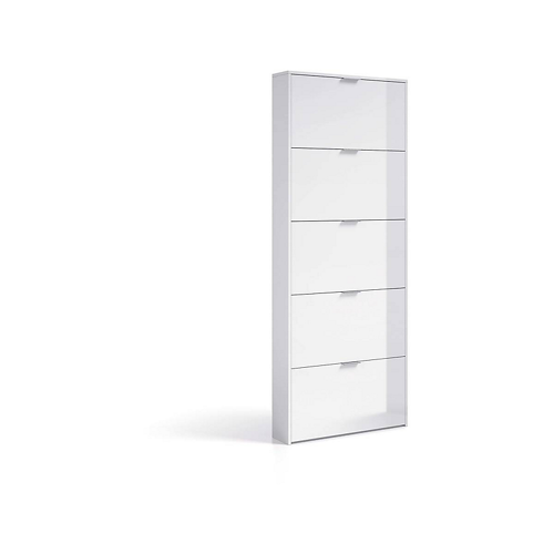 Meuble à chaussures 5 abattants (15 Paires) L70 x P17 x H180 , blanc