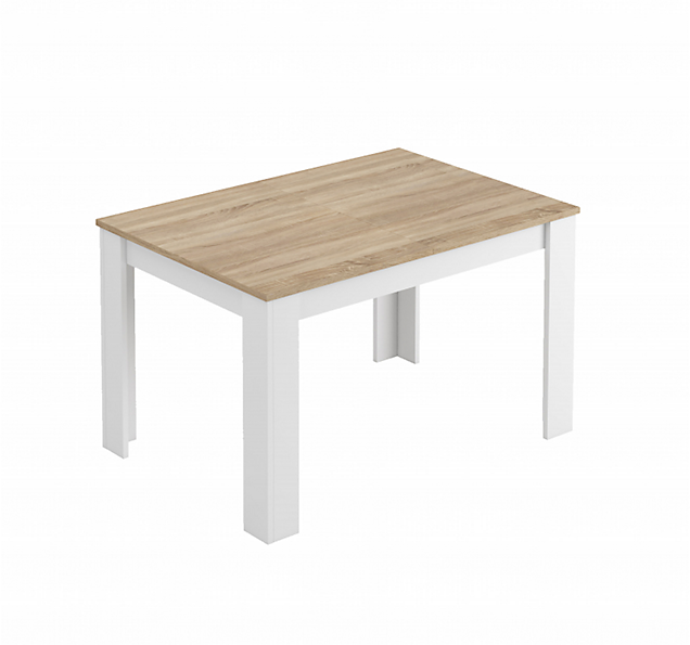 Table à manger extensible L140/190 x P90 x H78 cm, blanc/chêne LEA