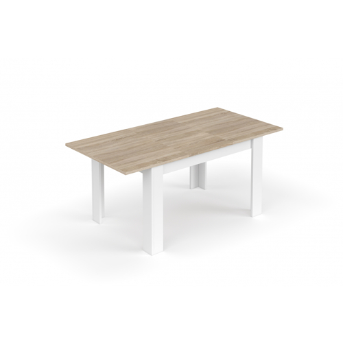 Table à manger extensible L140/190 x P90 x H78 cm, blanc/chêne LEA