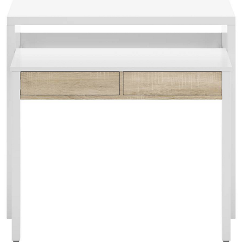 Bureau / Console Extensible blanc bois 2 tiroirs L99 x P36 x H88 cm