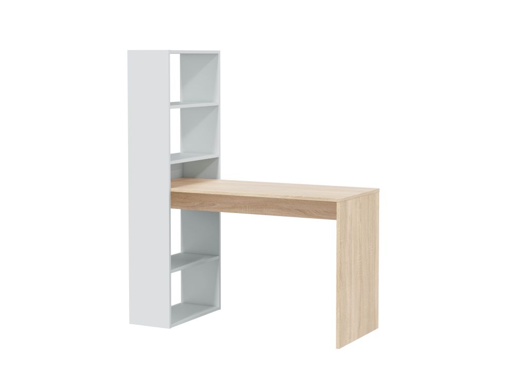 Bureau avec rangement et étagère Evelis L120cm Bois clair