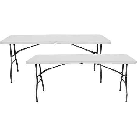 JOMEED Table pliante pour salle à manger cuisine gain de place avec tiroir  caché, 6 roues verrouillables et étagère de rangement à 2 couches, blanc et
