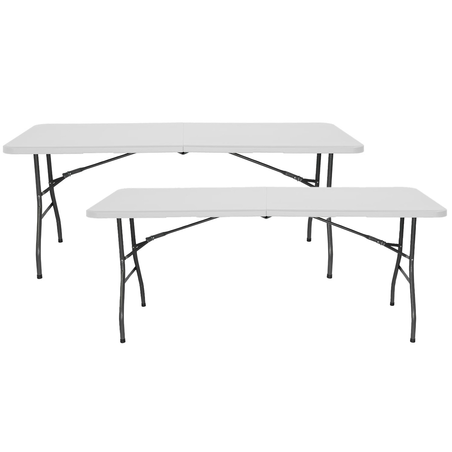 Lot De 2 Tables Pliantes Jardin - 180cm - Portable Avec Poignee Table Camping Pique Nique 8 Places Table Reception Blanc Taille 180cm 83058158
