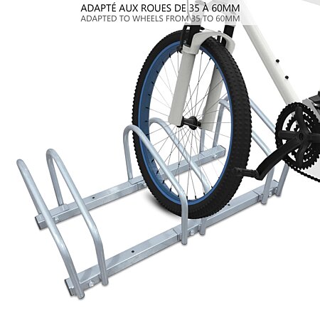 Râtelier 4 vélos au sol - Système Porte-Vélo - Support pour 4 vélos en  acier galvanisé - Râtelier