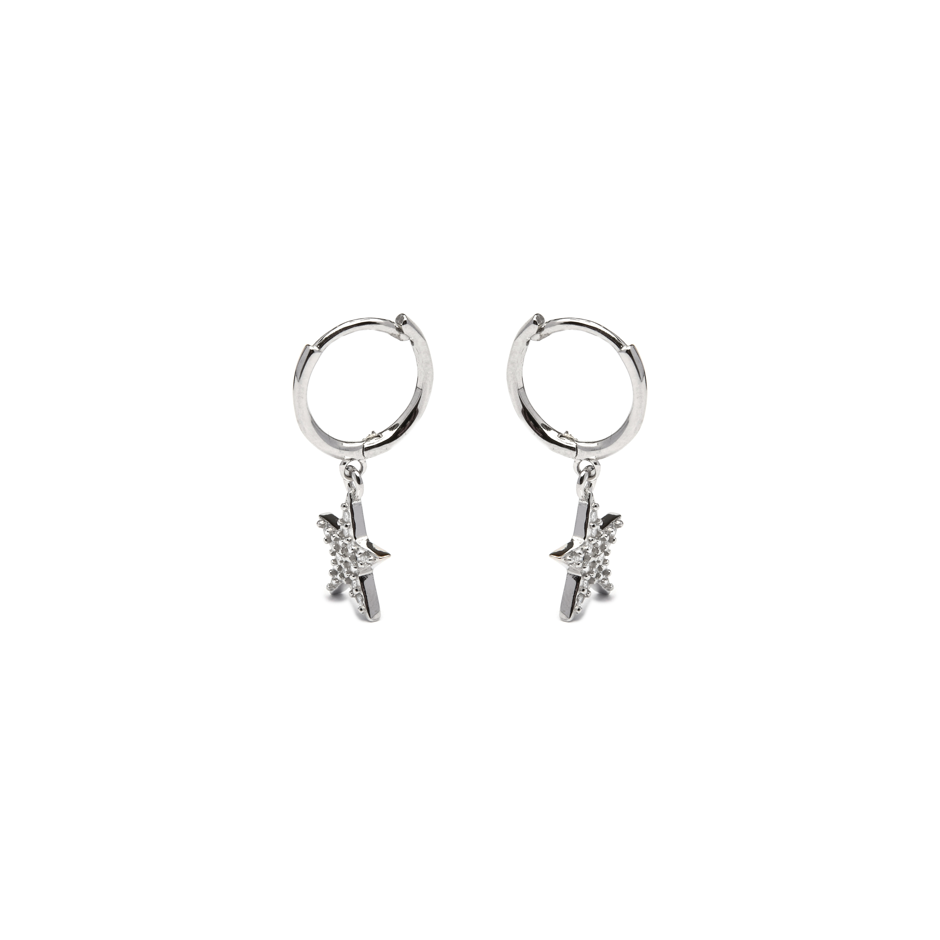 Boucles D'oreilles Pendantes En Plaqué Argent Avec Zircon - Cristaux Scintillants - Fermoir Clous - Neuf Avec étiquettes