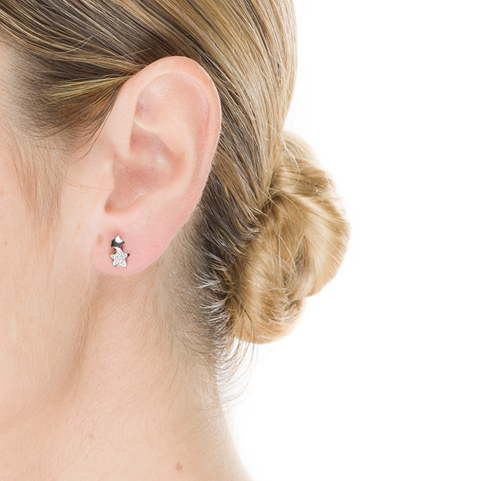 Boucles D'oreilles Pendantes Plaqué Argent Avec Zircons - Étincelantes - Neuf Avec étiquettes