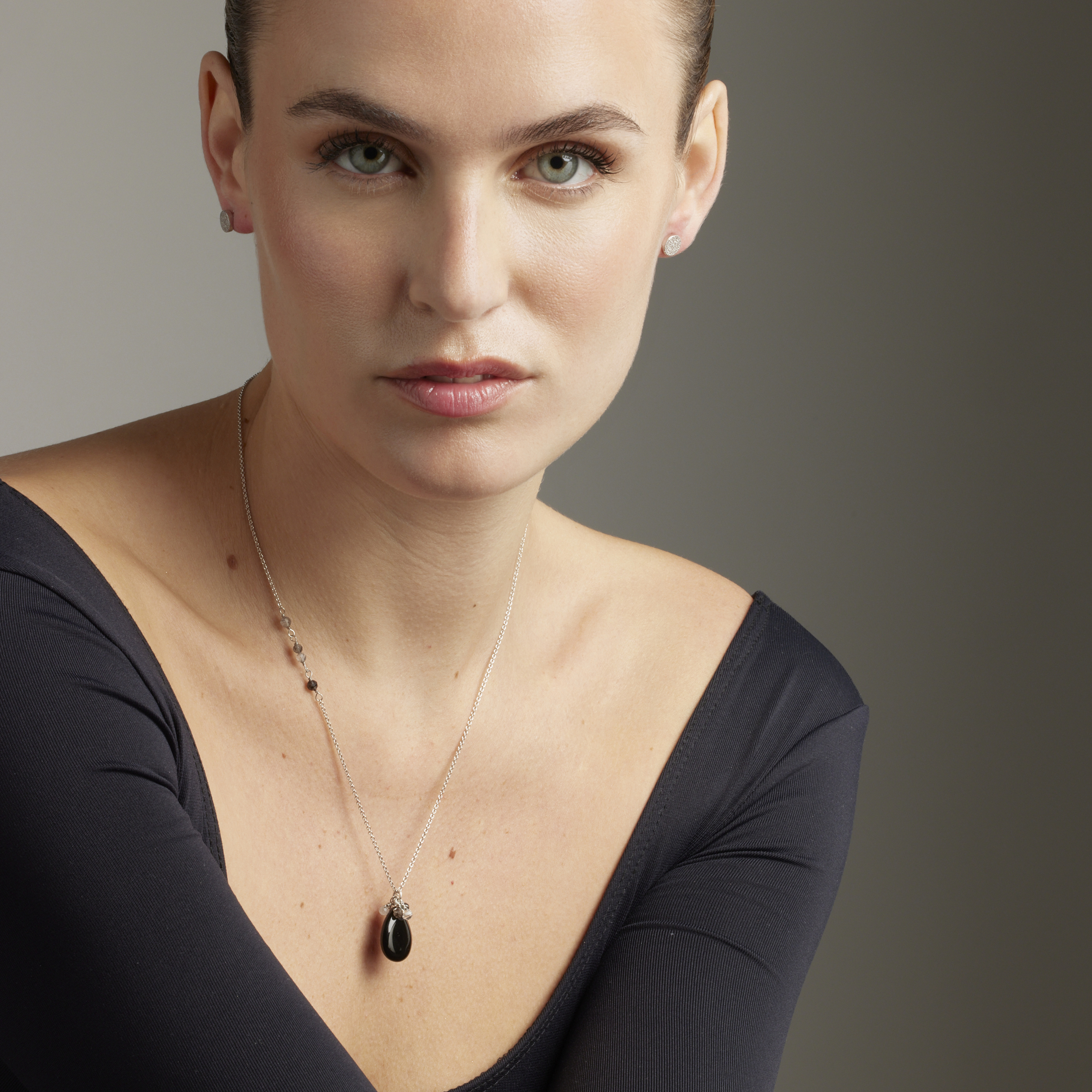 Collier Vintage Damart - Plaqué Or Et Pierre Onyx Noire, Occasion, Bijou Ancien
