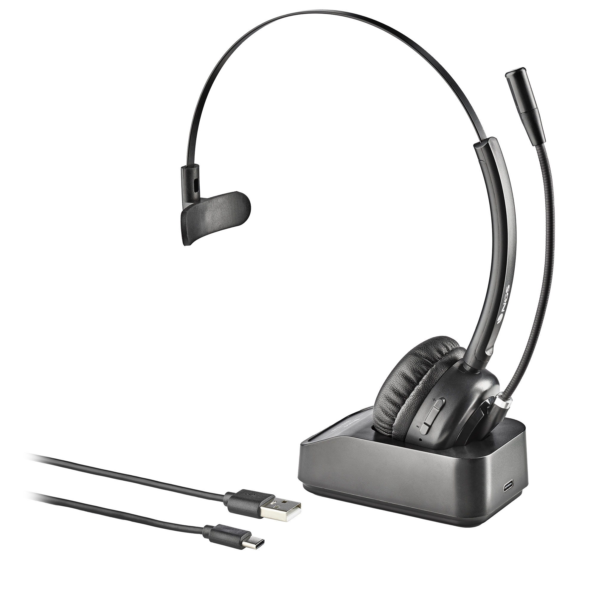 NGS Buzz Blab : Casque mono-oreille sans fil avec microphone, idéal pour le  bureau ou le télétravail. Bluetooth 5.0. Base de charge.  au meilleur  prix