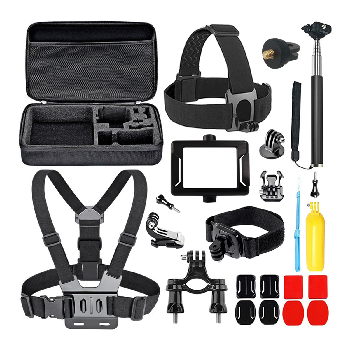 Kit de 13 accessoires pour caméra sport avec harnais, sangles, support  perche à selfie - Accessoire photo et caméra BUT