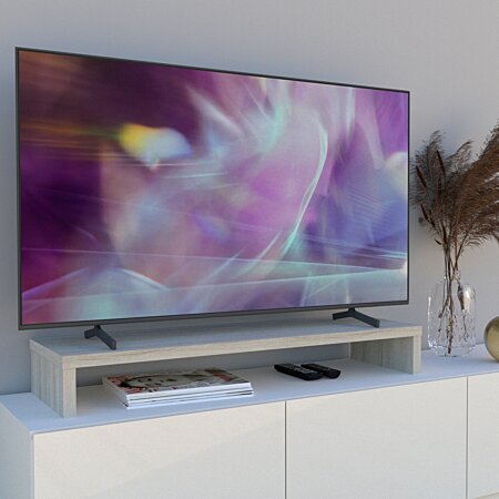 Henor Rehausse TV en Bois FSC® Double 140 x 35 x 15 cm Blanc Mat