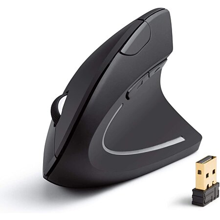 ONELY Ergonomique Verticale USB Rechargeable Souris verticale sans fil  Optique,Endurance optique de haute précision pour PC/Mac,Black