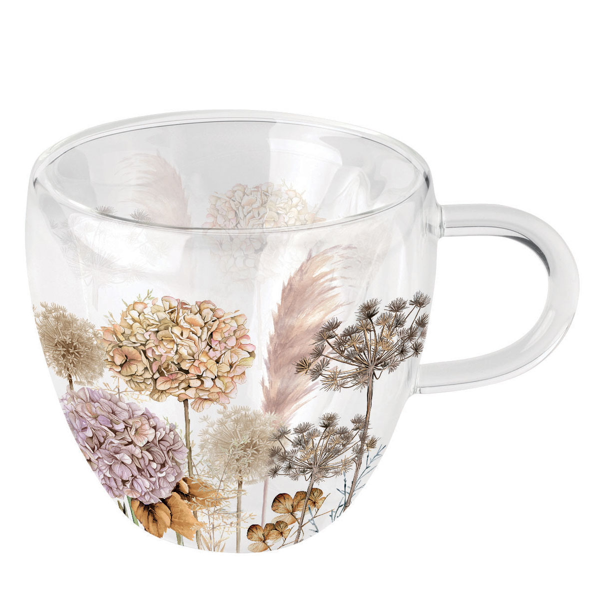 Tasse à Café En Verre à Double Paroi De 250ml, Fleurs Séchées, Verres Résistants à La Chaleur, Tasse En Verre à Fleurs, Tasse à Café Décorée De Fleurs, Tasse à Thé