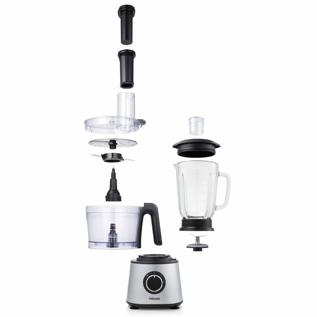 Robot Culinaire Multifonction Tristar MX-4823 – 600W, Bol Hachoir 1.5L + Blender 1.5L, Lames Inox
