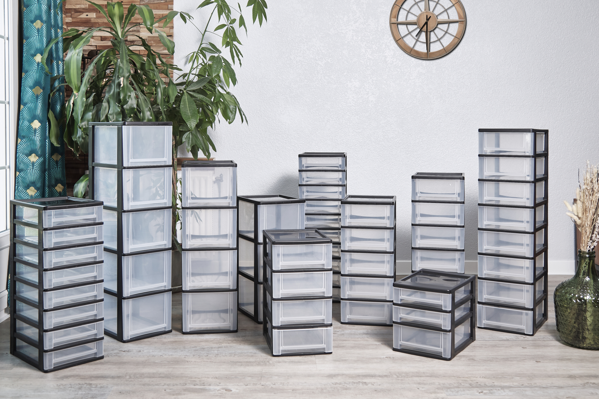 Organiseur Tiroir Feutre Relaxdays - 4 Compartiments, 32x25x6,5 Cm - Gris Clair