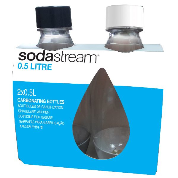 Sodastream Bouteille de gazéification Bouchon blanc Plastique sans BPA  Transparent/blanc 1 L 9 x 9 x 26 cm Lot de 2