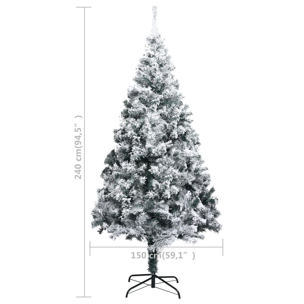 Sapin De Noël Artificiel Mince Flocon De Neige Vert 240 Cm Pvc Vidaxl à