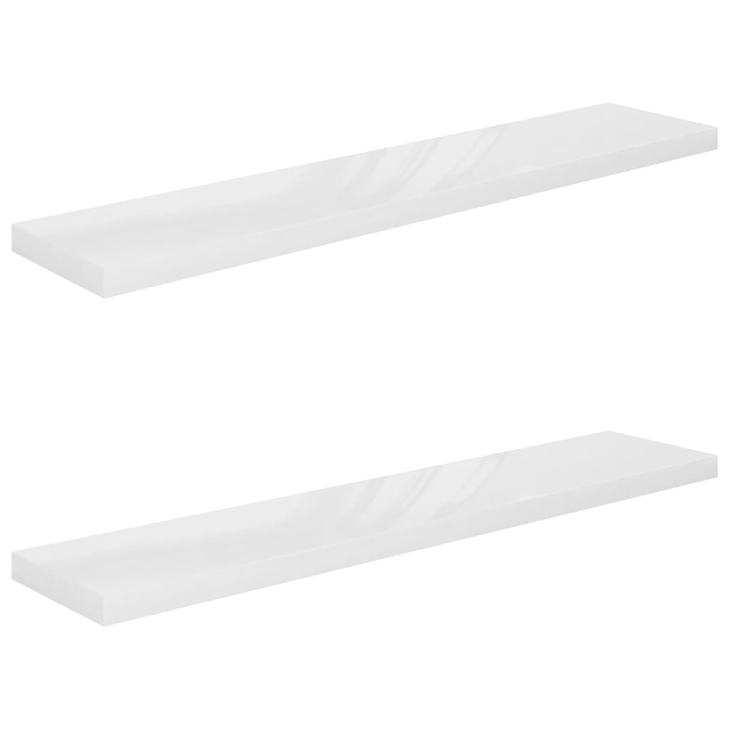 Étagère murale flottante 2pcs Blanc brillant 120x23,5x3,8cm MDF vidaXL