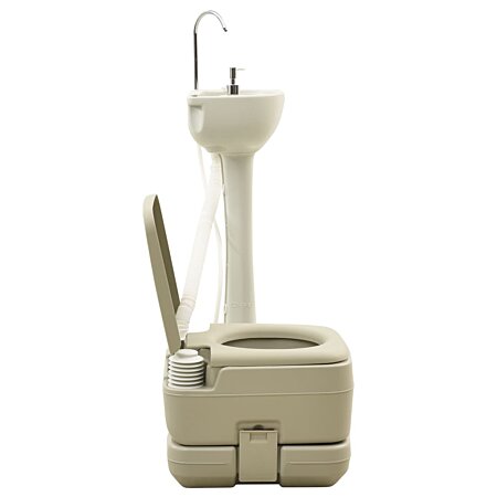 Ensemble de toilettes portables avec lavabo et réservoir d'eau pour le  camping en finition grise VidaXL - Habitium®