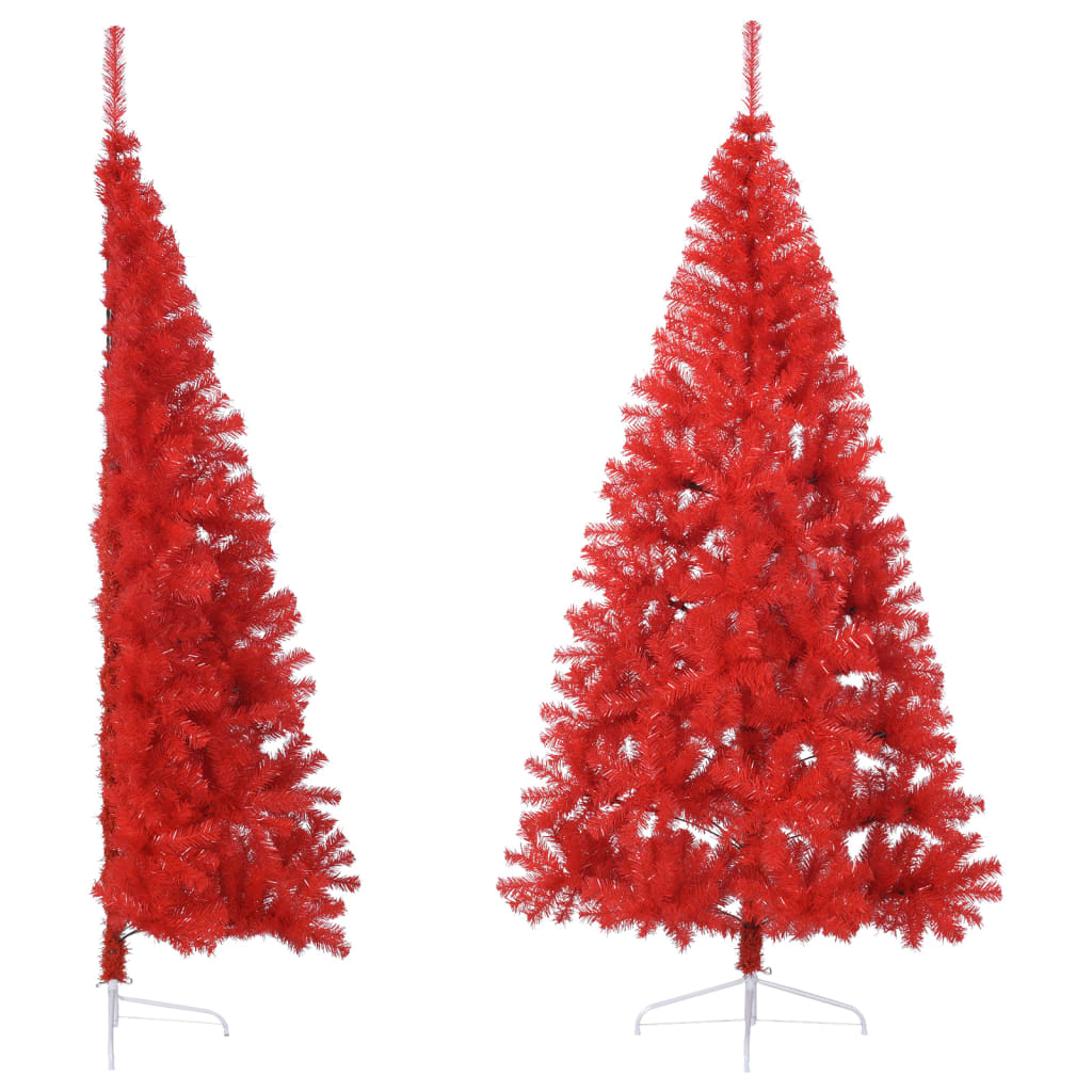 Demi Sapin De Noël Artificiel 210 Cm - Support Noir, PVC, Forme Demi-ronde