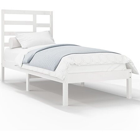 Cadre de lit pour matelas 100x200 cm en bois, couleur blanche