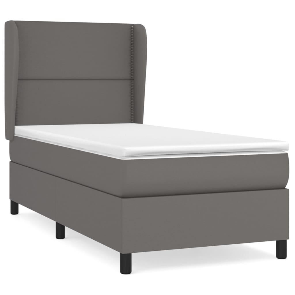 Sommier à Lattes VidaXL Avec Matelas - 90x200 Cm, Tissu Taupe, Ressorts Ensachés, Surmatelas Inclus - Literie Complète