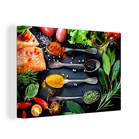 épices et cuillère peinture sur toile cuisine cuisine photo décoration  murale s