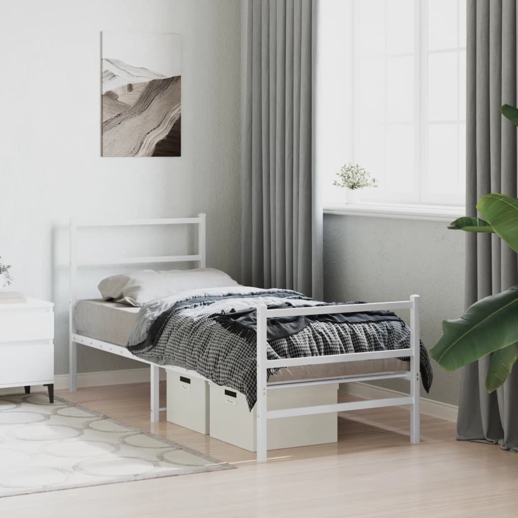 Cadre de lit sans matelas pliable noir 100x190 cm acier