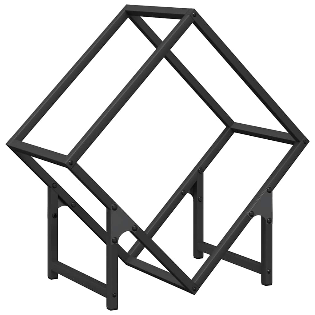 VidaXL Support à Bûches Chauffage Noir 50x25x50 Cm - Porte-Bûches Cheminée Robuste En Acier