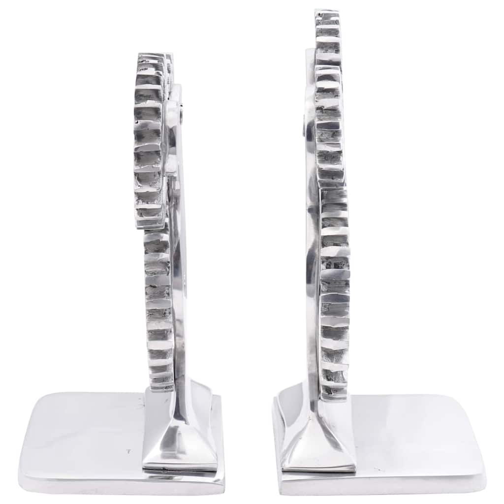 Serre-livres Décoratifs Novogratz En Aluminium Motif Vague - Lot De 2, Antidérapants, Argent - 15.2 Cm