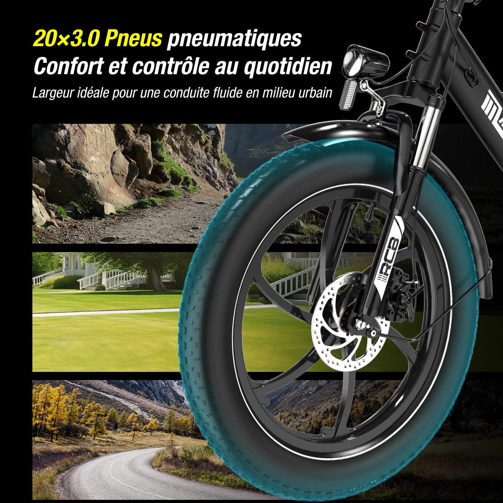 RCB Vélo Électrique-20 VTT Fat Bike Adulte Pliable-Batterie 36V