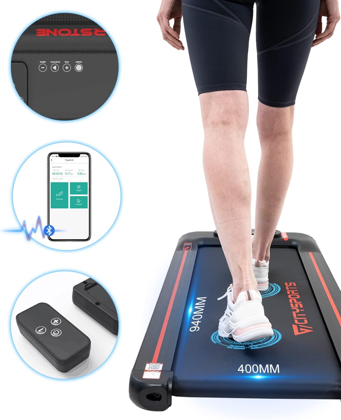 Tapis De Course CITYSPORTS Sous Bureau – Avec Télécommande, écran LED, Motorisé, Max 120kg, Neuf