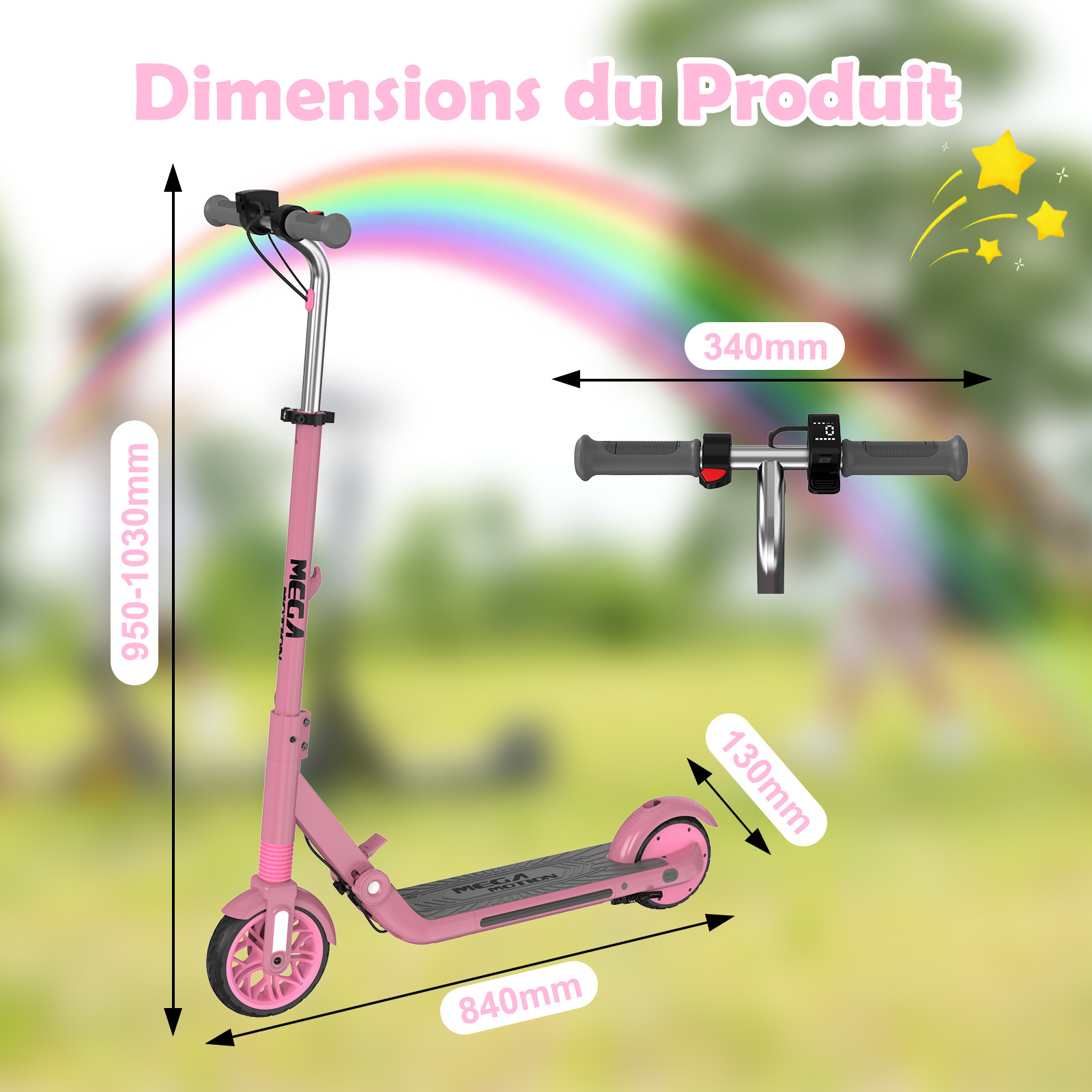 MEGA MOTION Trottinette électrique électrique pliable avec homologation routière et application, moteur de 350 W, plage de 30 à 35 km, 19 km/h, pneu Honeycomb de 8,5, scooter électrique portable