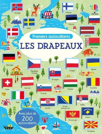 Gommettes les drapeaux du monde des 5 continents