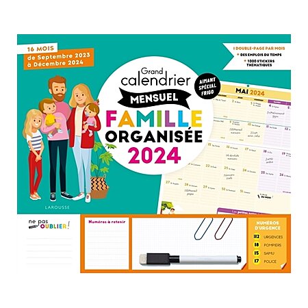 Calendrier compact mensuel famille organisée 2024