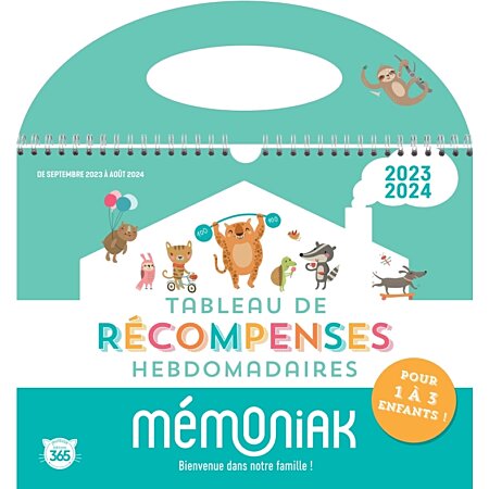 Tableau de récompenses hebdomadaires Mémoniak, max 3 enfants à emporter  partout sept. 2022-août 2023 - Collectif - Achat Livre