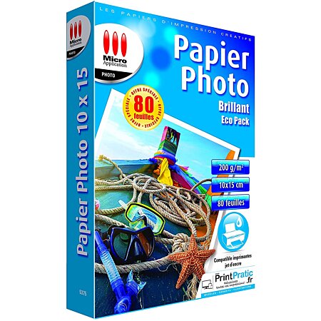 Eco pack 80 feuilles papier photo brillant Micro Application 10X15 au  meilleur prix